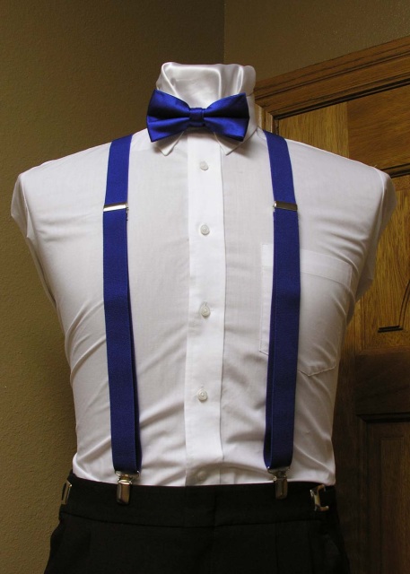Royal Blue Men's Suspender 1-Inch X Back With Royal Blue Pre-Tied