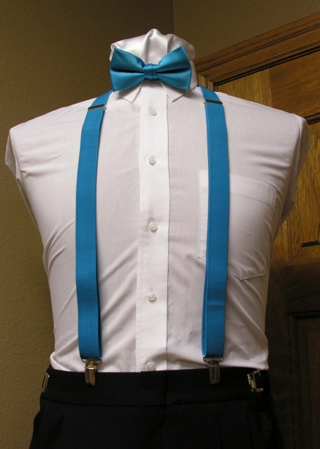 Men's Turquoise Blue & Black High Quality Premium Suspenders