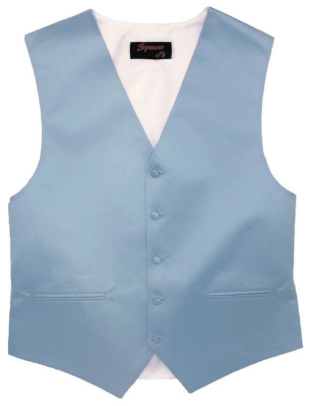 Dusty Blue ​Vest Men\'s Satin Signature Back Vest Collection With Adjustable J\'s Spencer