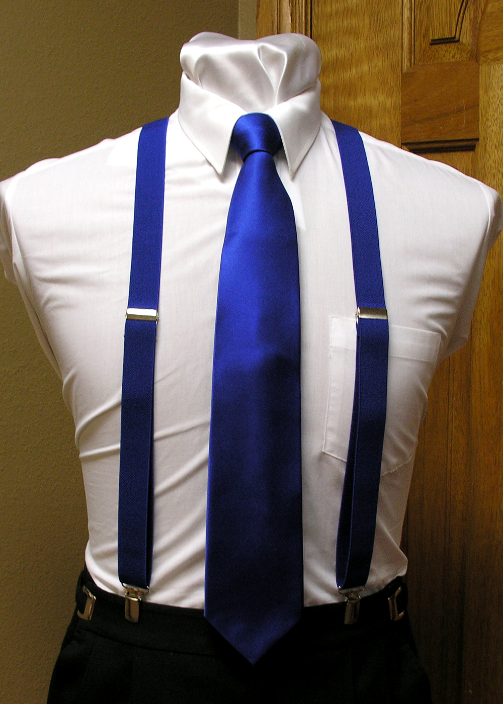 Royal Men's Suspender 1-Inch X Back Clip Suspender With Royal Necktie ...