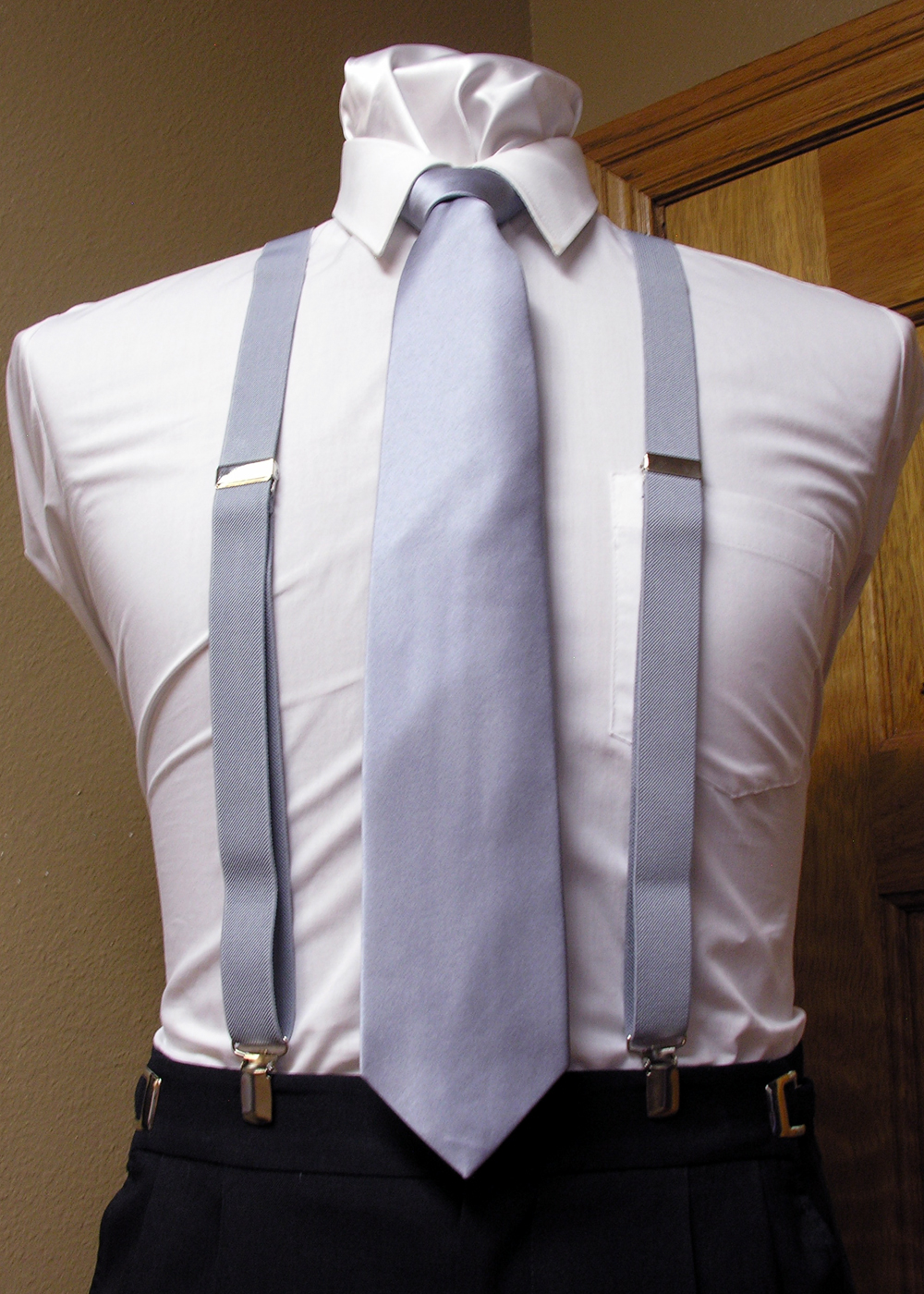Platinum/Silver Men's Suspender 1-Inch X Back Clip Suspender With ...